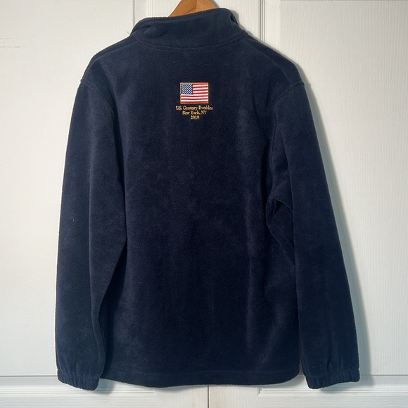 MEN HARRITON FLEECE TOP US SQUASH TOP IN NAVY BLUE 1/4 ZIPPER TWO POCKETS S - Picture 7 of 9